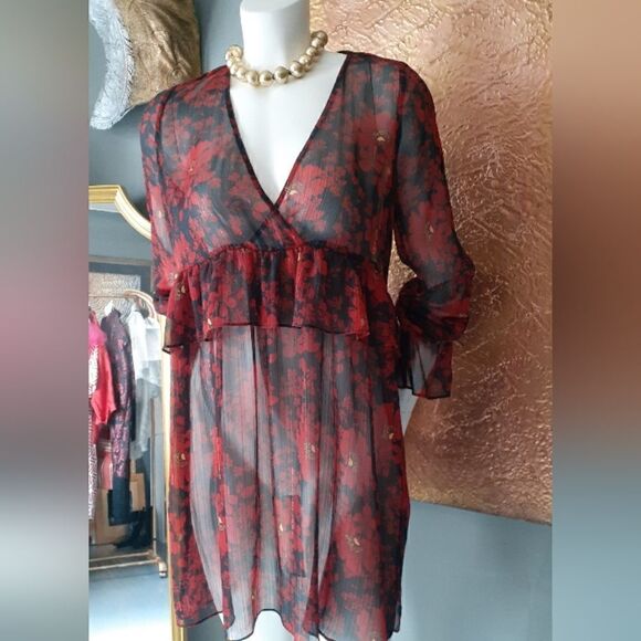 Zara Chiffon Sheer Ruffled Mini Dress - Picture 5 of 13